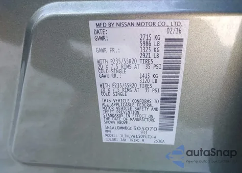 2016 Infiniti Qx60 from USA, damaged, VIN 5N1AL0MM6GC505070